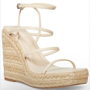 Madden Girl Womens Hillarie Almond PU Color Wedge Strappy Espadrilles NWT